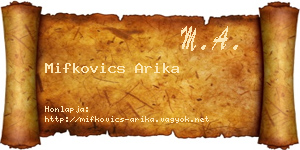 Mifkovics Arika névjegykártya